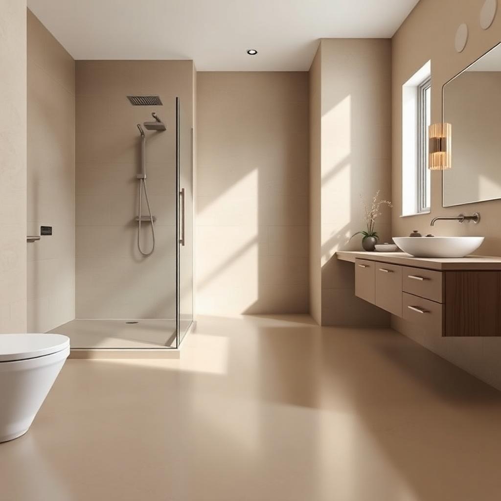 PU gietvloer in badkamer — Waterdichte PU gietvloer in Bergharen