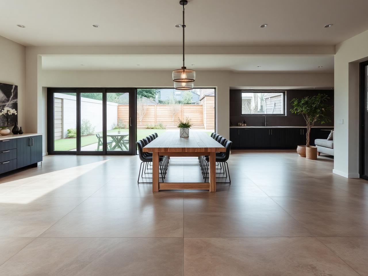 Open leefruimte met PU betonlook — PU gietvloer betonlook in Tiel