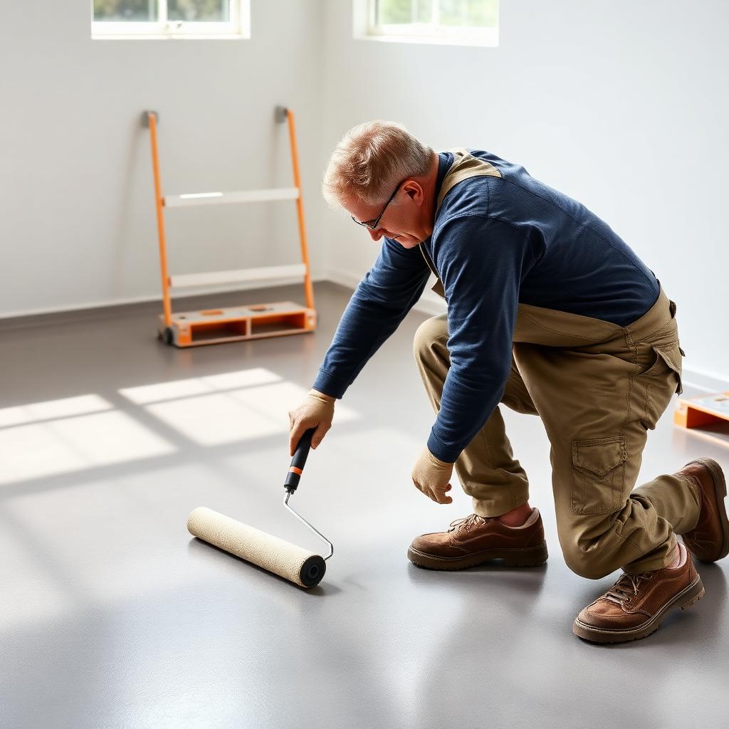 Onderhoudsbeurt + her-coating — Onderhoud PU gietvloer in Wamel